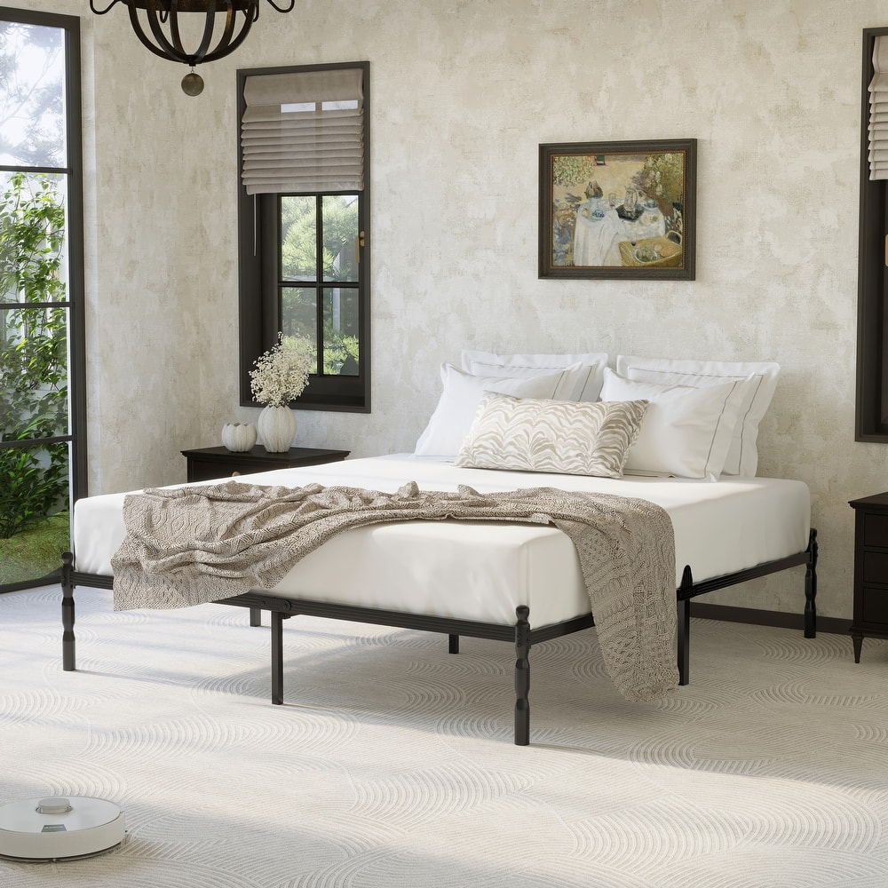 Heavy Duty Anti-Slip Metal Platform Bed with Side Baffles