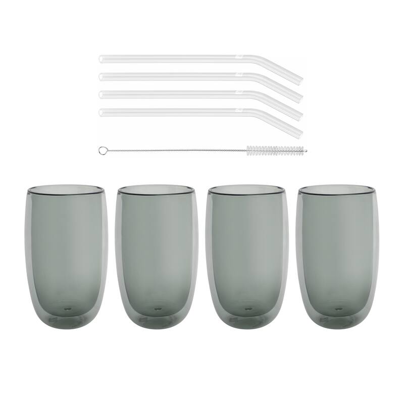 ZWILLING Sorrento 8-pc Double-Wall Latte Glass & Straw Set - Clear - Clear - 8-pc