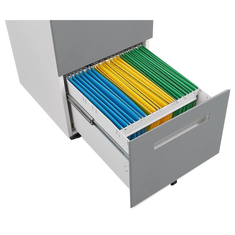 2 Drawer Mobile Locking File Cabinet, Rolling Filing Cabinet for Letter/A4 Size With 5 Wheels