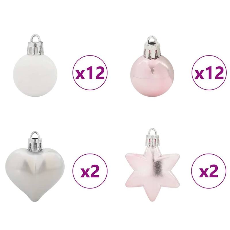 vidaXL Christmas Bauble Set 40 pcs White and Pink - 2.4 x 2.4 x 2.4
