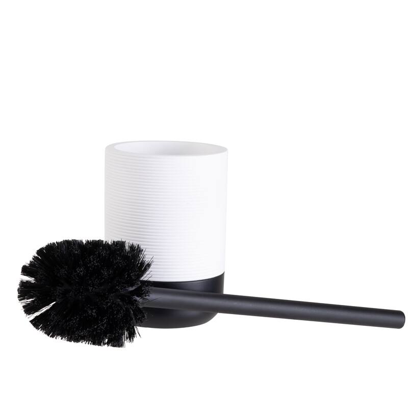 Bath Bliss Monochrome Toilet Brush in White & Black - 4"x 4"x 14.96"