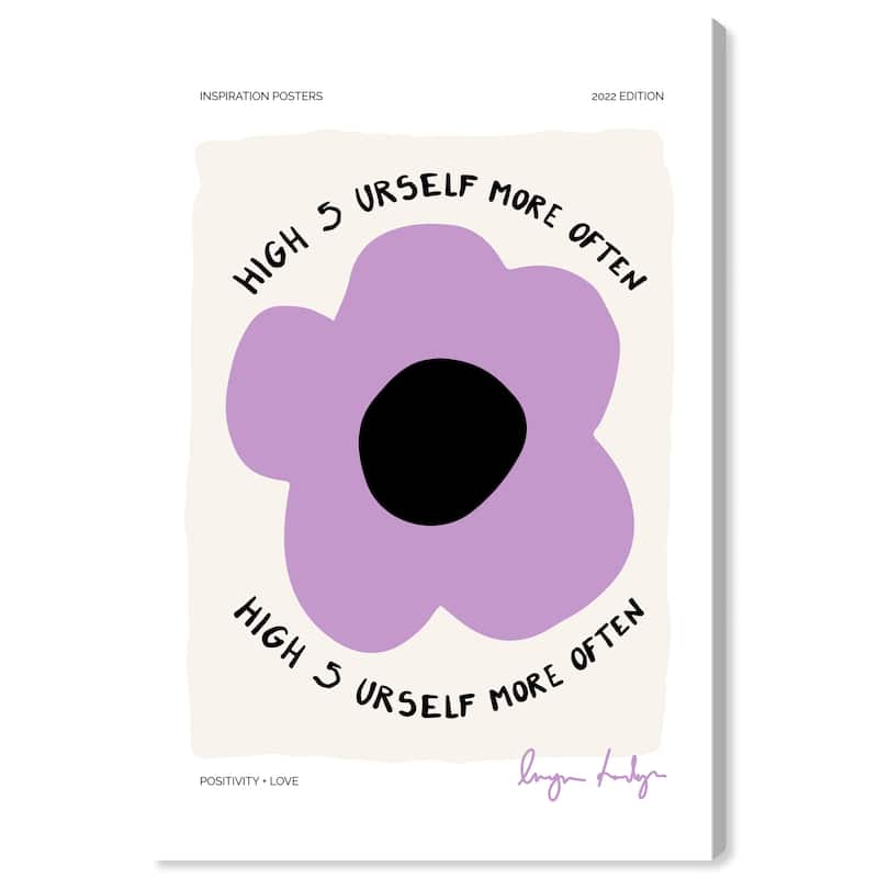 Wynwood Studio Canvas Typography and Quotes Hi 5 Yourself Purple and Light Purple Modern & Contemporary Wall Art Canvas Print