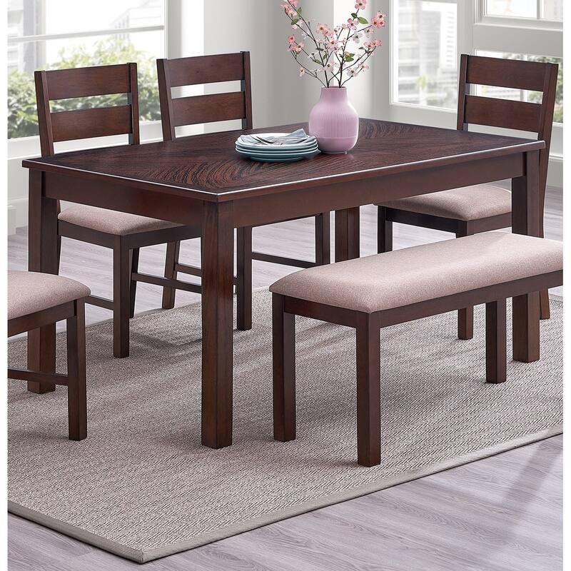 Contemporary Antique Cherry 1pc Dining Table Only Solid wood Rectangle Table Melamine Top Dining Room Furniture