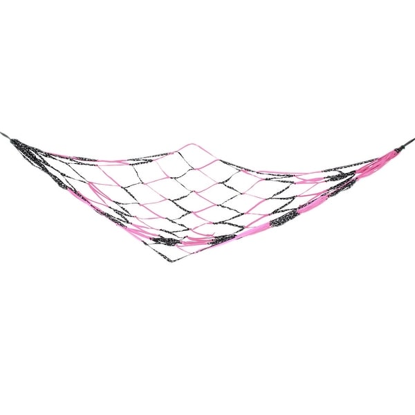 Unique Bargains Unique Bargains 2.1Mx1.8M Garden Leisure Fuchsia Black Hang Meshy Hammock Sleeping Relexing Bed