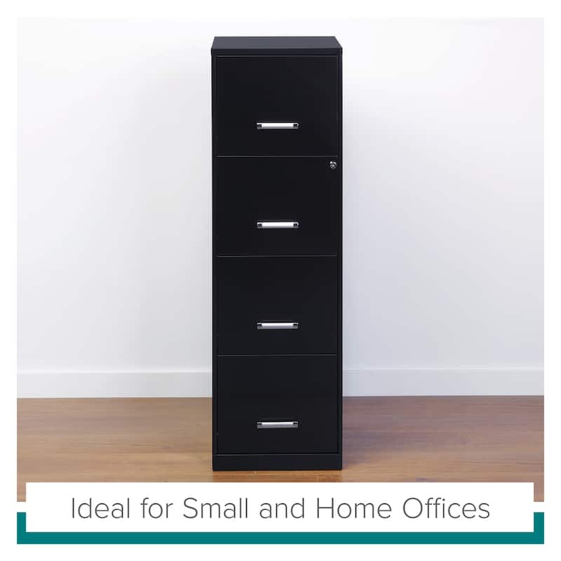 Space Solutions 18-inch Deep 4-drawer Black Metal File Cabinet