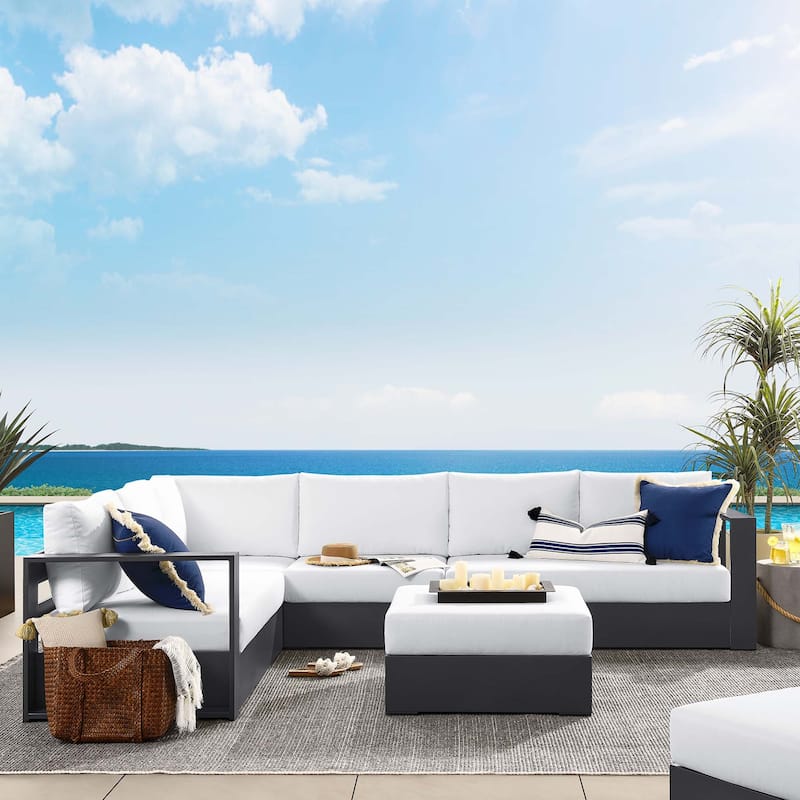 Tahoe Patio Aluminum 5-Piece Sectional Sofa Set - White