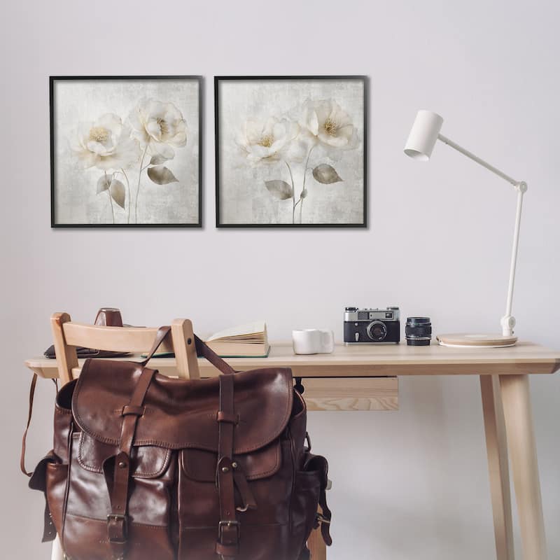 Stupell Soft Chic Roses Framed Giclee Art Design By Irene Weisz (Set of 2)