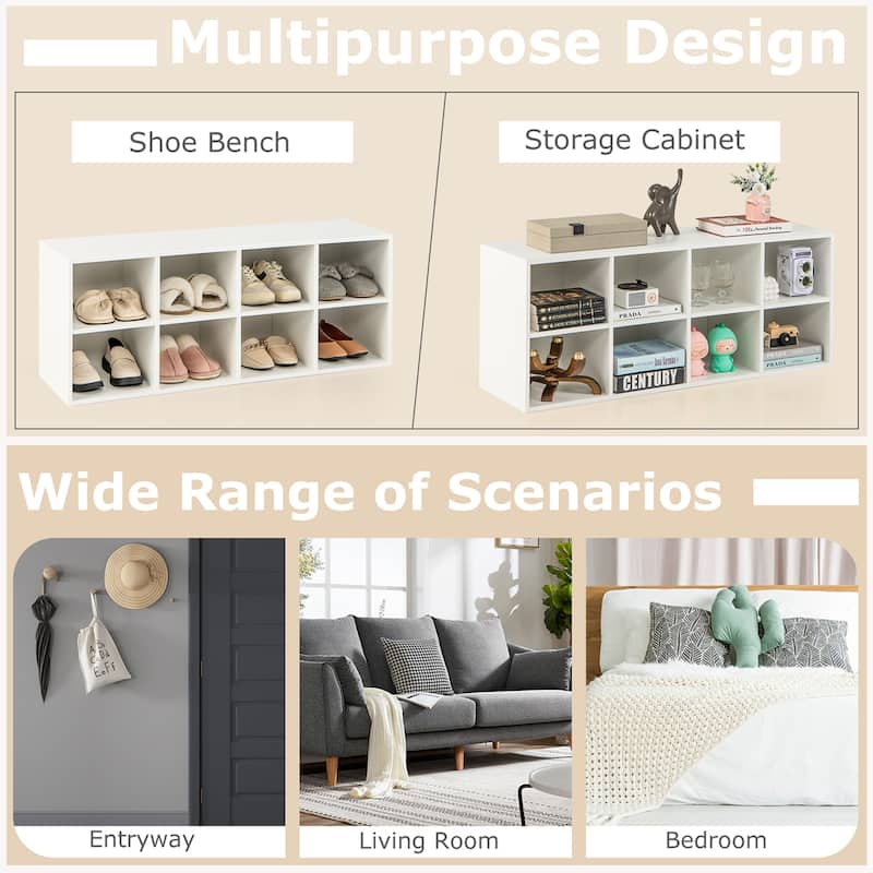 Costway 8 Cubbies Shoe Bench with 500 LBS Weight Capacity Cubby Shoe - See Details