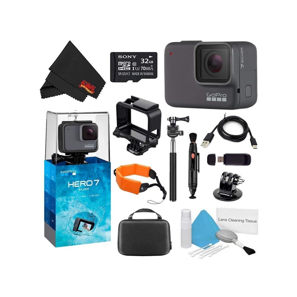 Shop Gopro Hero7 Silver 32gb Bundle Medium Gopro Case Xtreme Active Monopod And Orange Floating Strap 32gb Accessories Overstock 24148123