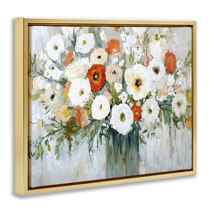 Stupell Ivory & Ruby Bouquet Framed Floater Canvas Wall Art Design By Franklyn Gregory