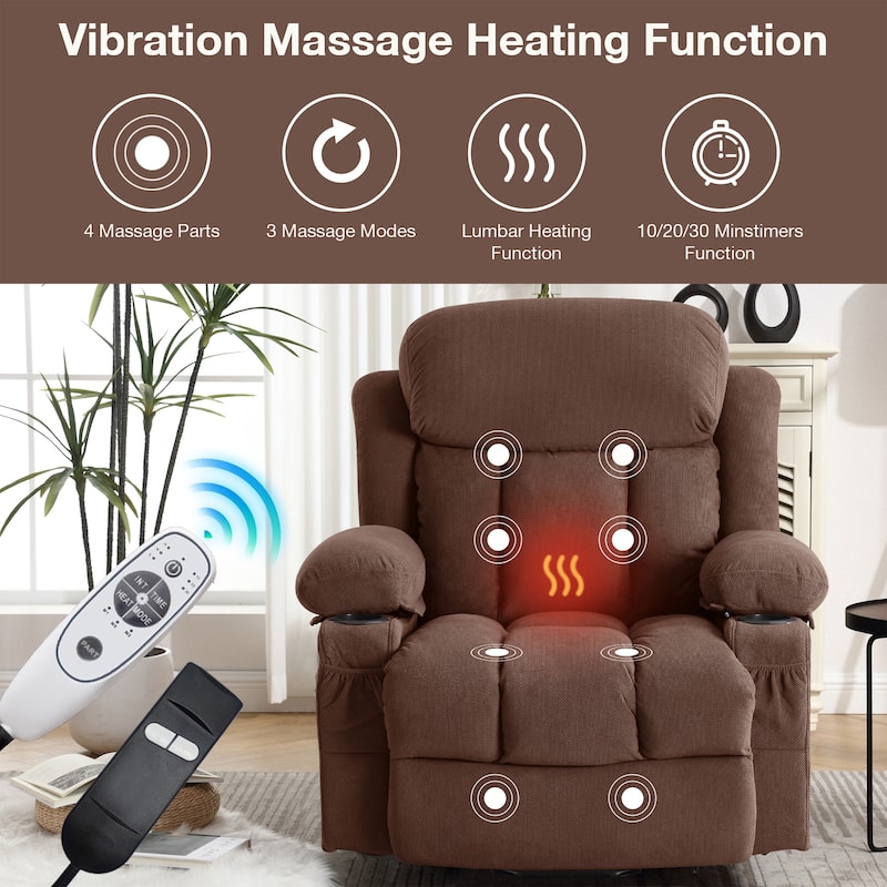 Electric Recliner Chair with Massage, Heat, USB & Cup Holders