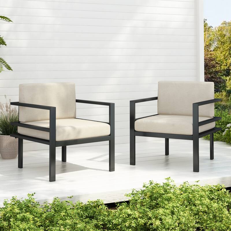 Outdoor Lounge Chair with Aluminum Frame and Weather-Resistant Cushions