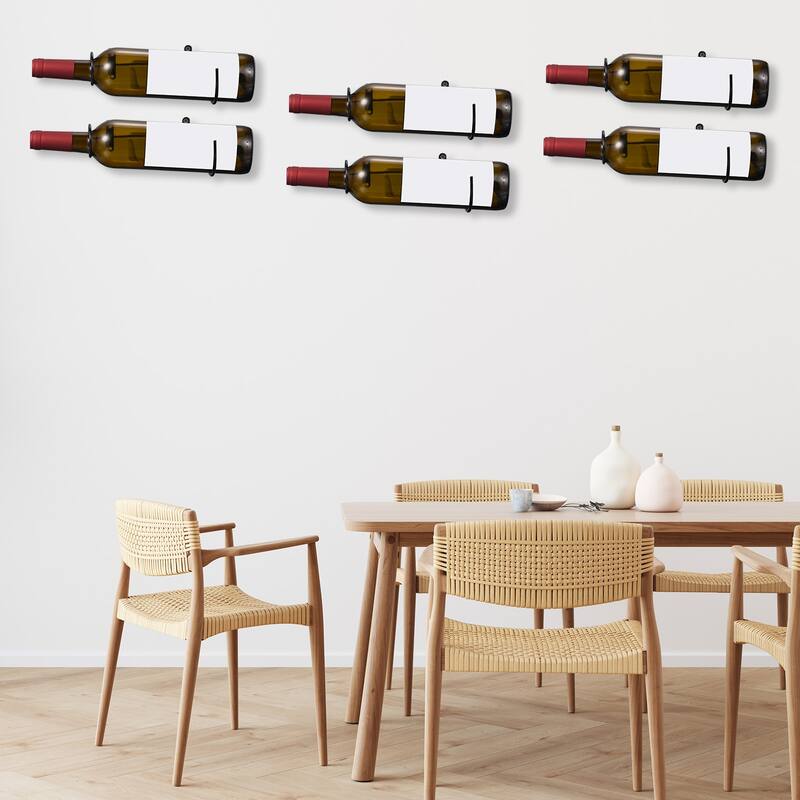 Spiral Wine Wall Holder 12 Pcs, Metal Wine Bottle Display Holder, Black Left