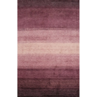 Hand Knotted Oriental 100% Wool Carpet Modern Stripe Purples Gabbeh Area Rug - 7' 9'' X 5' 7''
