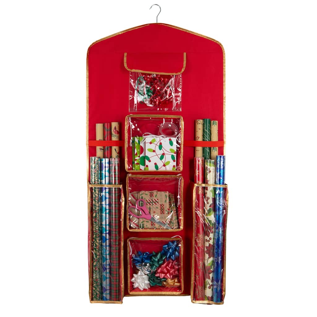 Simplify 8 Compartment Hanging Holiday Gift Wrap Organizer - 23.25"x 46.4"