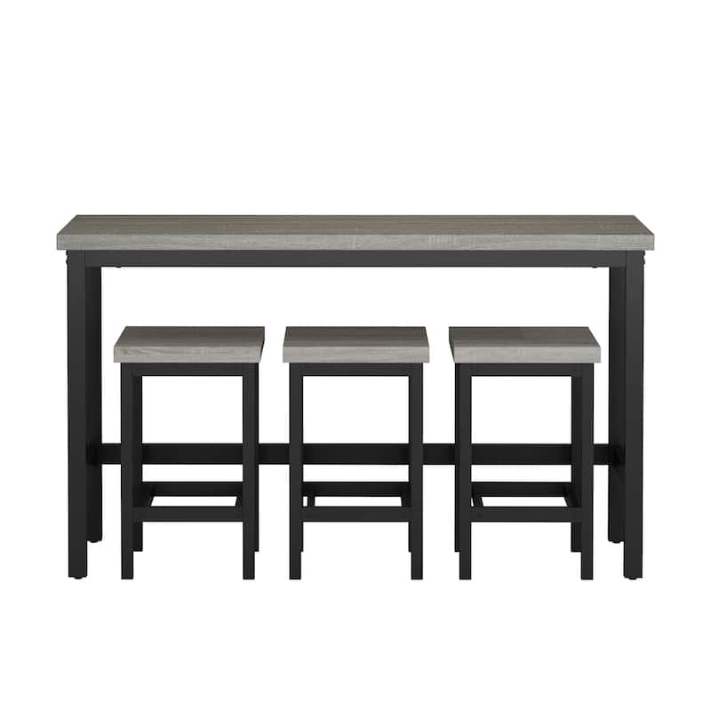 Extra Long Dining Table Set with 3 Stools Pub