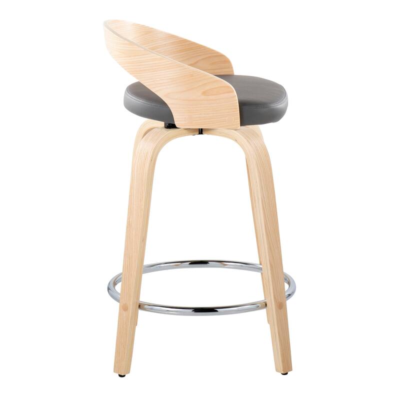 Carson Carrington Stavanger 24" Fixed-Height Counter Stool with Bent Wood Legs & Round Footrest (Set of 2)