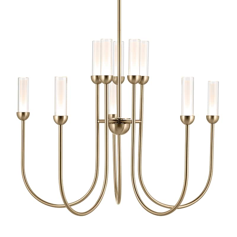 Moraine 30 Inch LED 10 Light 2-Tier Chandelier in Champagne Bronze