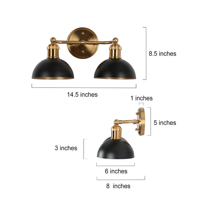 Modern Industrial Black Gold Bathroom Vanity Light Metal Pot Shaped Wall Sconces