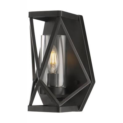 Zemi - 1 Light Sconce with Clear Glass - Black Finish