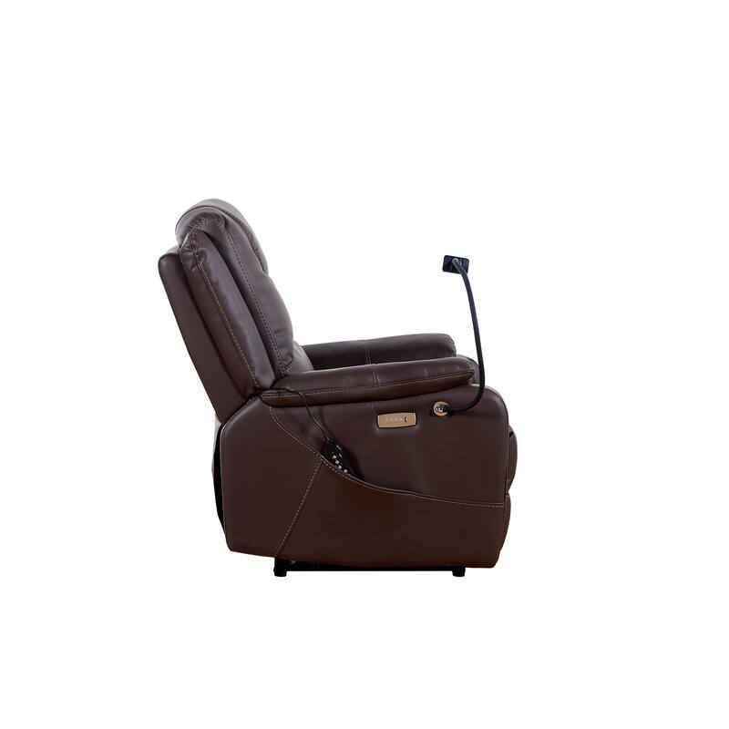 Brown Zero Gravity Power Recliner with Massage, Heating and Phone Holder, Side Pockets, USB Charge Ports