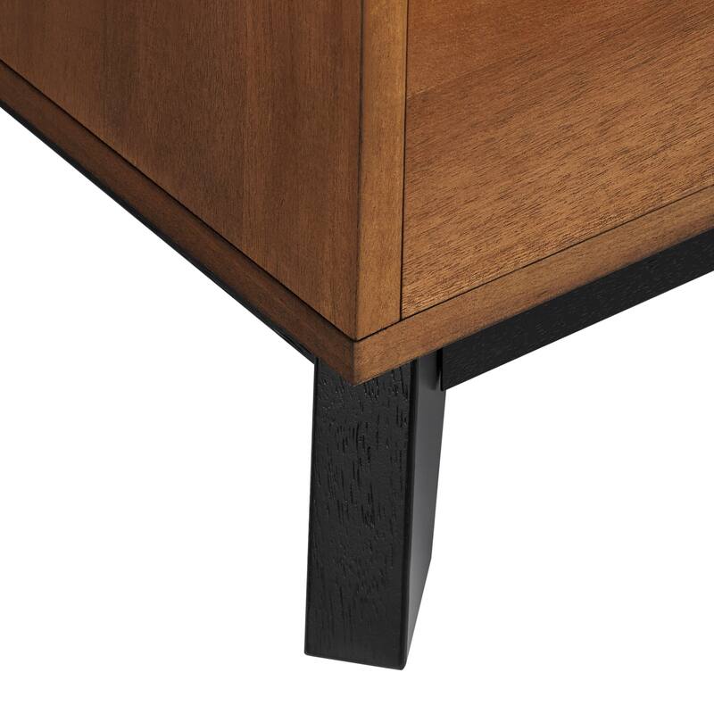 Modern Wood Desk, Office Writing Table, Credenza, Fully Assembled, Rich Medium Brown