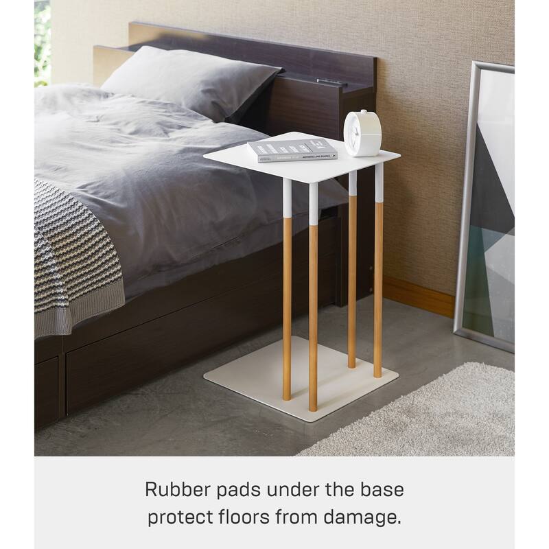 Yamazaki Home C Side Table, Steel, Holds 11 lbs - L 13.78 x W 13.78 x H 21.65 inches