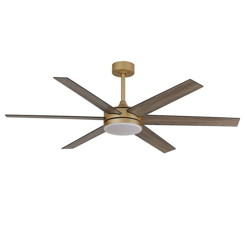 Vaczon 60" Transitional Gold Reversible Blades Smart Ceiling Fan with Dimmable LED Light and Remote