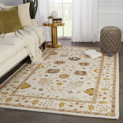 Jaipur Living Cardamom Collection Floral Medallion Wool Area Rug