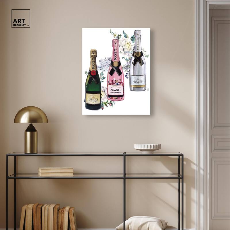Doll Memories - Champagne Floral Canvas by Art Remedy, Gallery Wrapped