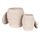 preview thumbnail 9 of 9, Hand-Woven Rattan Wicker Storage Baskets with Lids, Set of 2