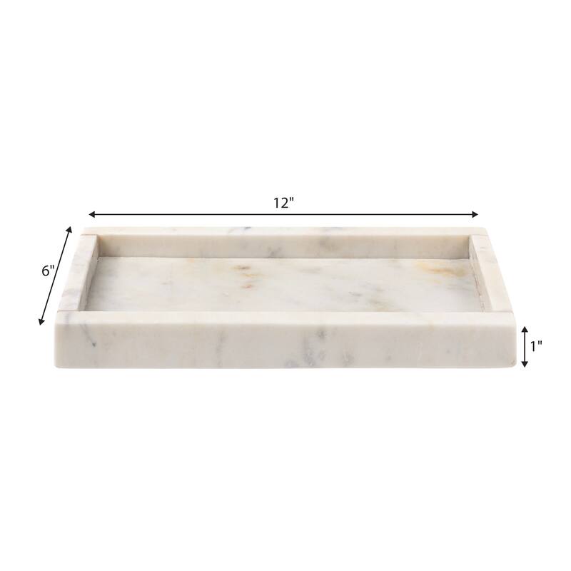 Luxe Stone Classic Minimalist Rectangular Marble Bathroom Countertop Tray
