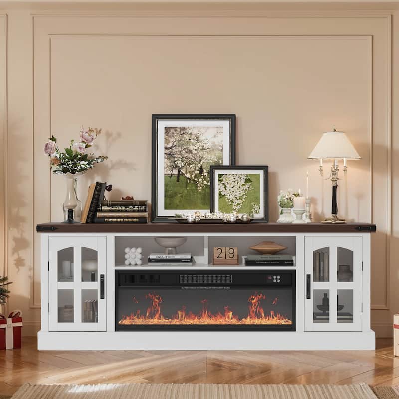 71" Electric Fireplace TV Stand with LED Lights