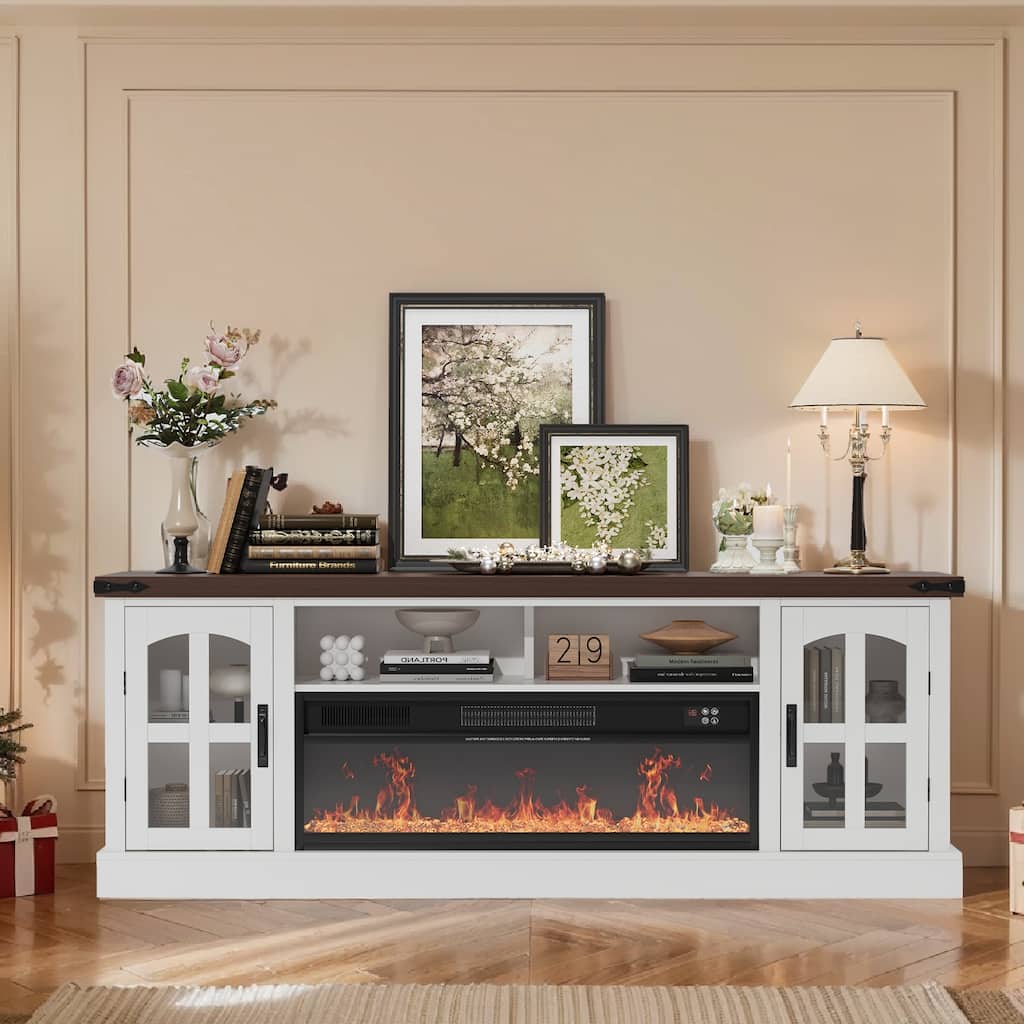 Pocassy Fireplace TV Stand with 36" Fireplace Up to 80" TVs