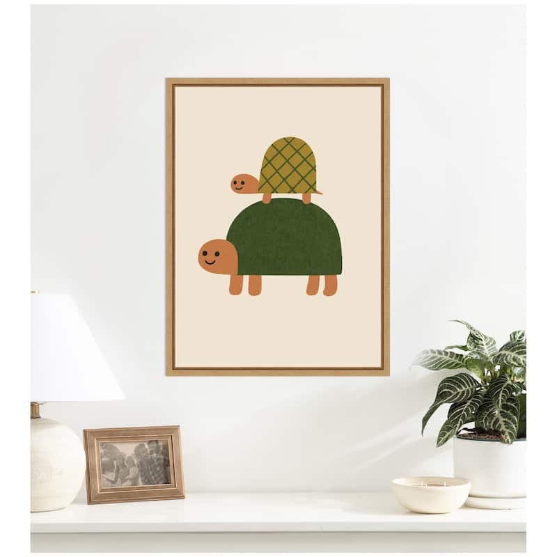 Kate and Laurel Tortoise by Laura Moss Framed Canvas Wall Art Print