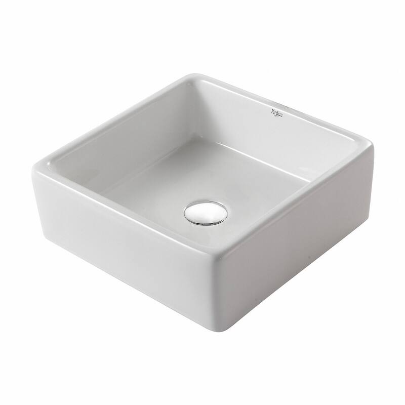 Kraus 15" Ceramic Vessel Bathroom Sink - Includes Pop-Up Drain