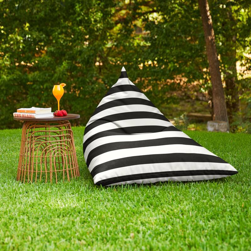 Sorra Home Sunbrella Outdoor Bean Lounger - 54 in W x 38 in W x 21 in H - Cabana Classic
