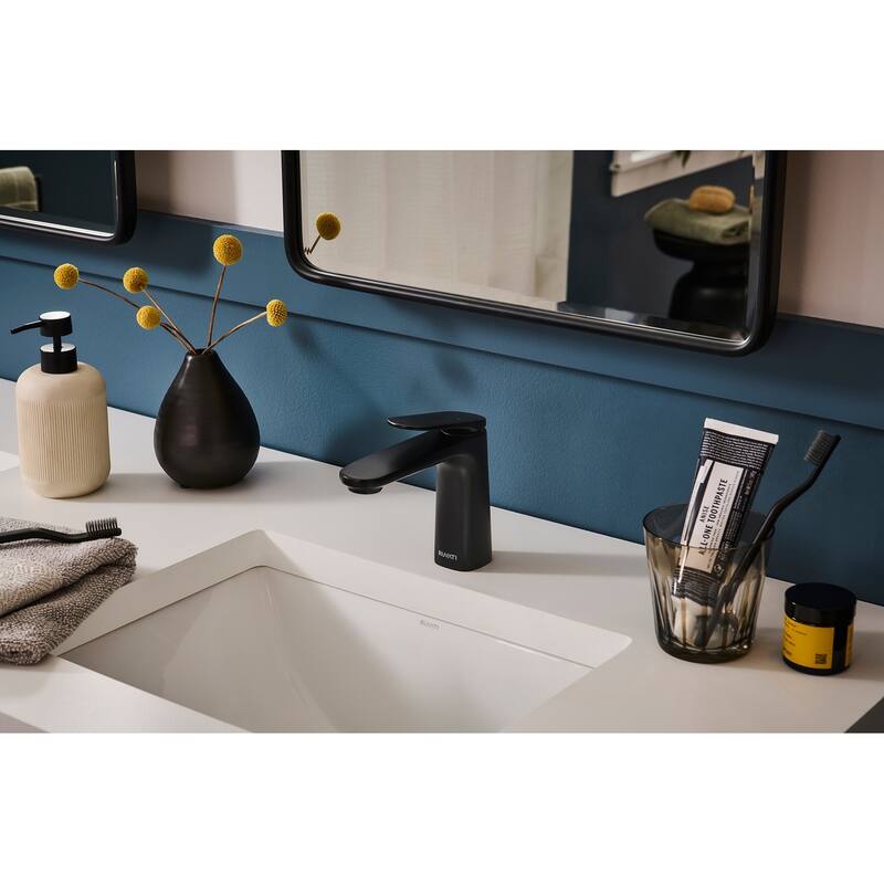 Ruvati Este Single Handle Stacked Short Bathroom Faucet in Matte Black - RVF5135MB - 7'6" x 9'6"