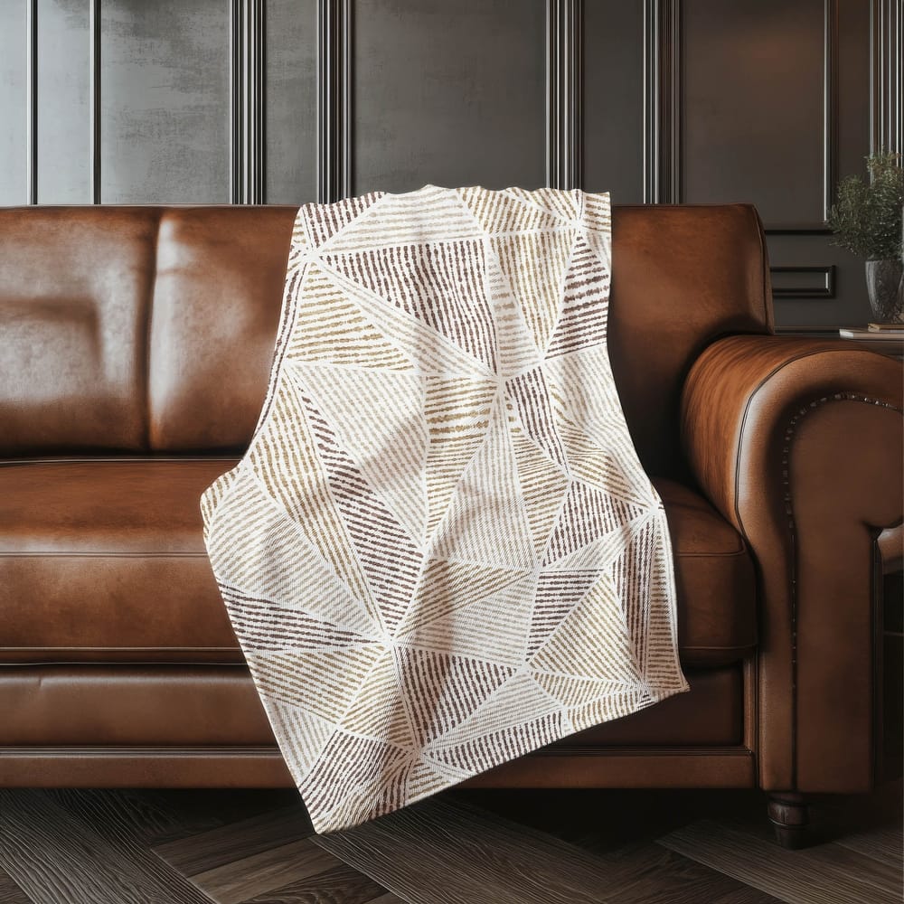 Premium Machine Washable Modern Geo Sherpa Throw Blanket