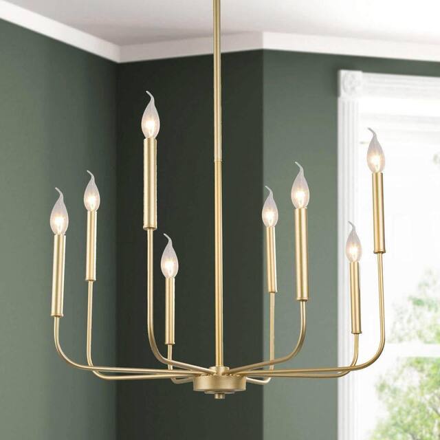 Modern Glam 8-Light Gold Metal Chandelier Mid-century Fixture for Dining Room - Light Gold