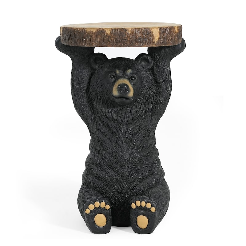Christopher Knight Home - Blackthorn Bear MGO Side Table with Faux Wood-Top and Weather-Resistant Charm