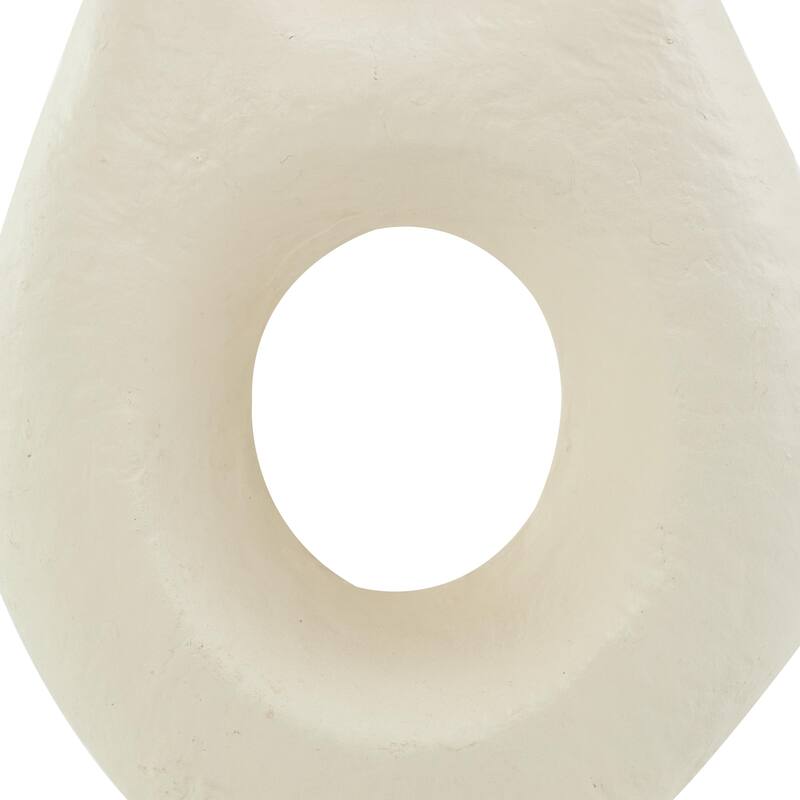 Paper Mache Abstract Rounded Decorative Vase with Double Openings - Beige - Roche River Decor