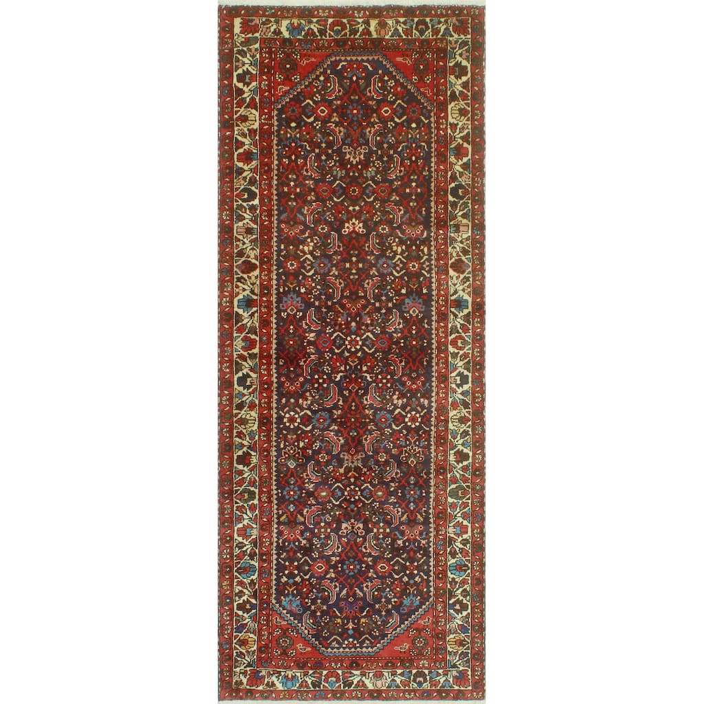 Fine Vintage Distressed Rabiga Navy/Rust Runner - 3'9" x 9'10"