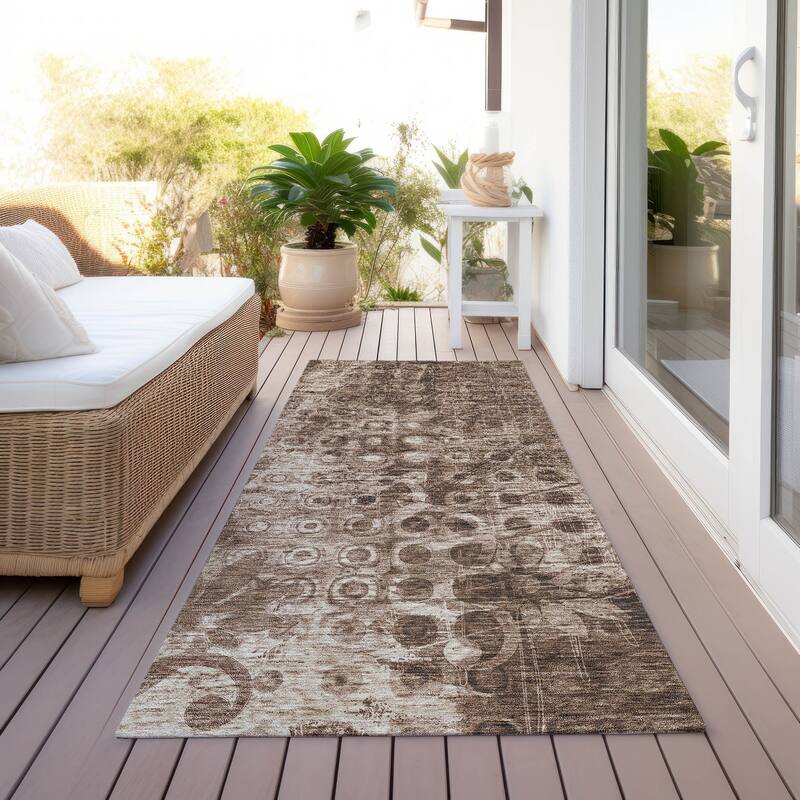 Machine Washable Indoor/ Outdoor Chantille Abstract Modern Rug