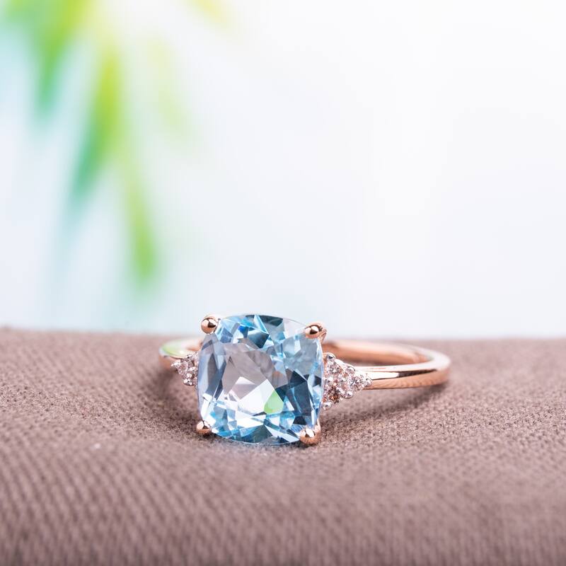 Miadora 10k Rose Gold Sky Blue Topaz and Diamond Accent Cocktail Ring