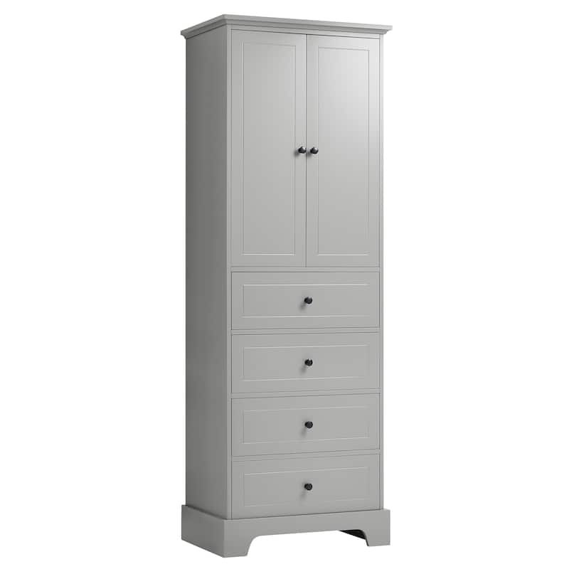 Storage Cabinet with 2 Doors and 4 Drawers for Bathroom Office