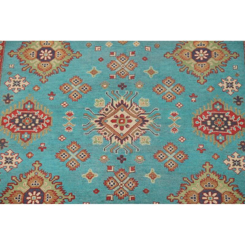 Turquoise Blue Kazak Oriental Area Rug Handmade Wool Carpet - 6'0"x 8'11"