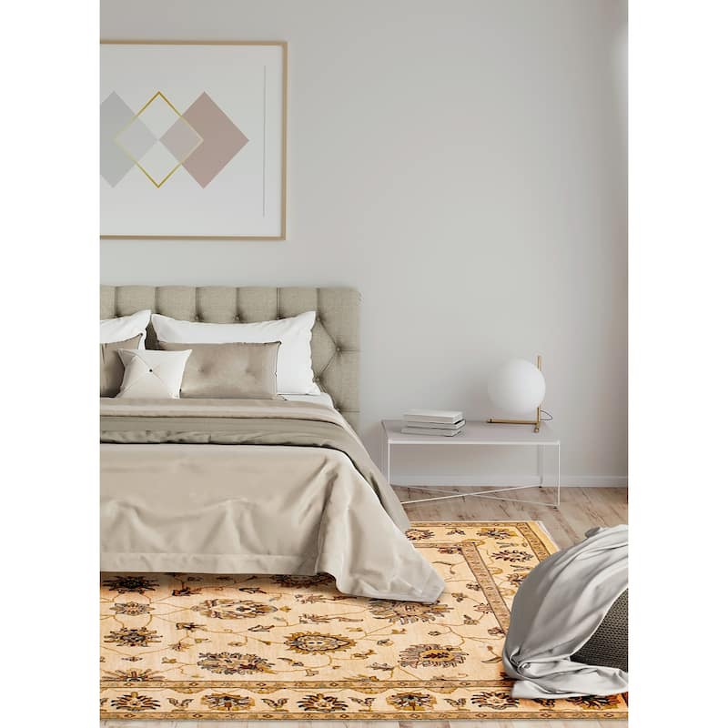 ECARPETGALLERY Hand-knotted Jamshidpour Cream Wool Rug - 6' 4" x 9' 7"