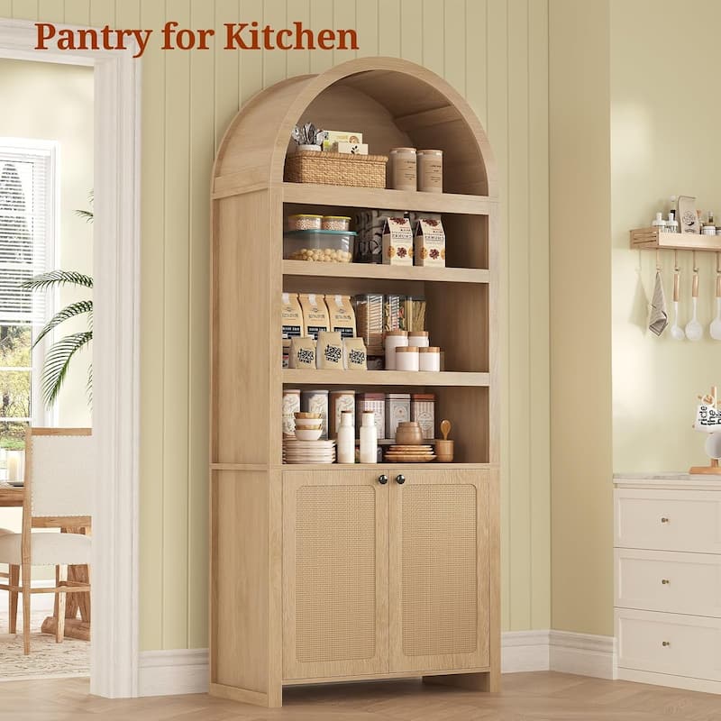 Tall Arched Cabinet Bookcase with storage Bookshelf 2 Door