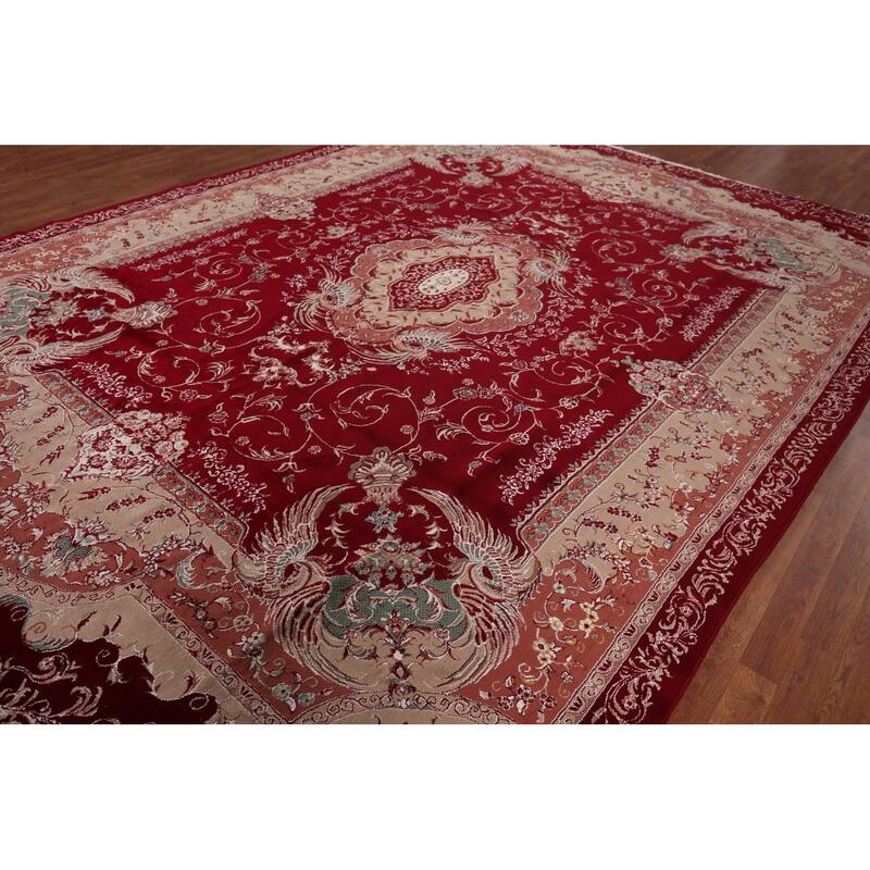 Victorian Style Red Kashan Turkish Rug Machine Made Bedroom Carpet - 9'8" x 13'1"